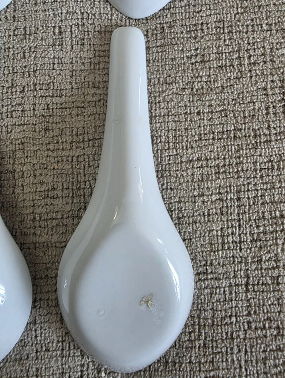 White Ceramic Asian Soup Spoons - Set of 4